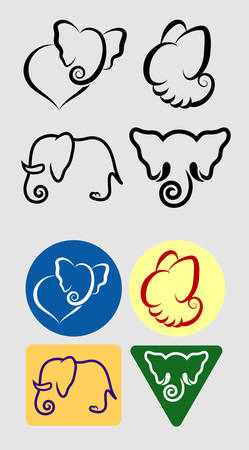 Elephant Symbols Monochrome and Color  Good use for your symbol, sticker, or any design you want  Easy to use のイラスト素材