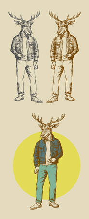 The cool deer illustration  Easy to use, edit or change color のイラスト素材