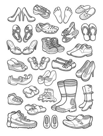 Shoes, sandal, and foot icons sketch  のイラスト素材