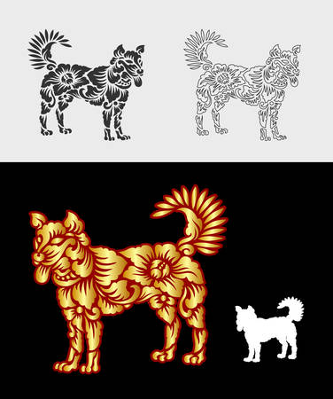 Dog ornament pattern ornament decoration. Easy to use.のイラスト素材