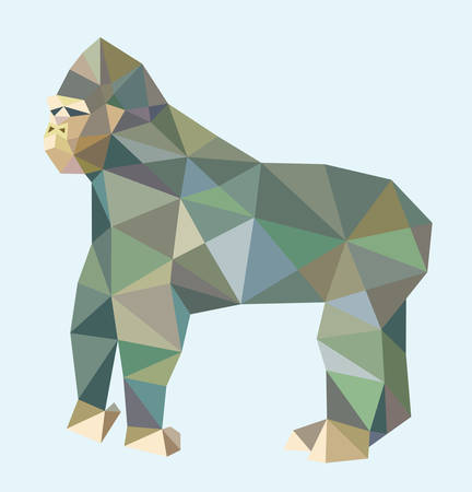 Gorilla animal triangle low polygon style. Good use for any design you want.のイラスト素材