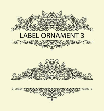 Label ornament 3. Black floral ornament with blank space. Easy to use, edit, or change color.のイラスト素材