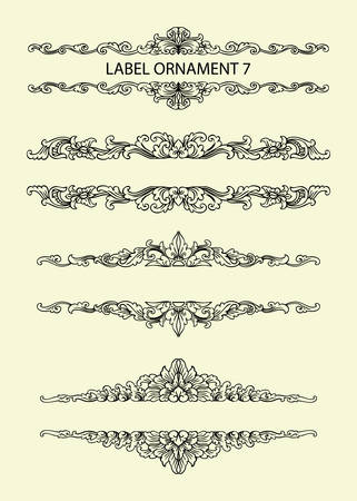 Label ornament 7. Black floral ornament with blank space. Easy to use, edit, or change color.のイラスト素材