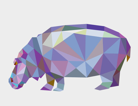 Hippopotamus animal triangle low polygon style. Nice and clean vector. Good use for your symbol, mascot, website icon, avatar, sticker, or any design you want. Easy to use.のイラスト素材