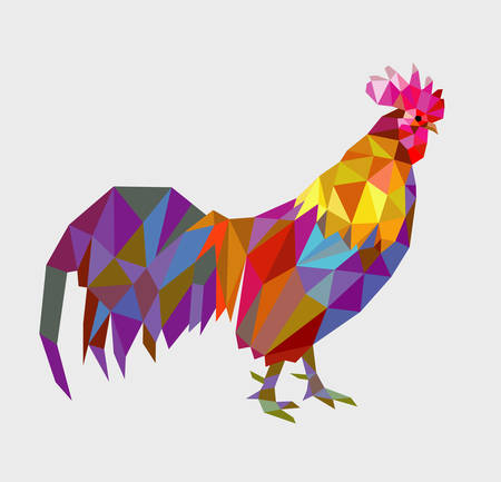 Rooster color with triangle geometry decoration. Good use for any design you want. Easy to use.のイラスト素材