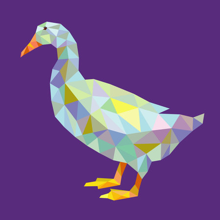 Duck triangle low polygon style. Nice and clean vector. Good use for your symbol, mascot, website icon, avatar, sticker, or any design you want. Easy to use.のイラスト素材