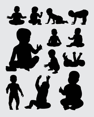 Baby activity silhouettesのイラスト素材