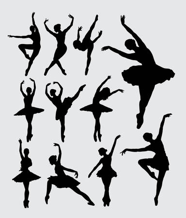 Ballet woman dancer silhouettesのイラスト素材