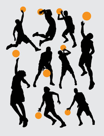 Basketball sport silhouettesのイラスト素材