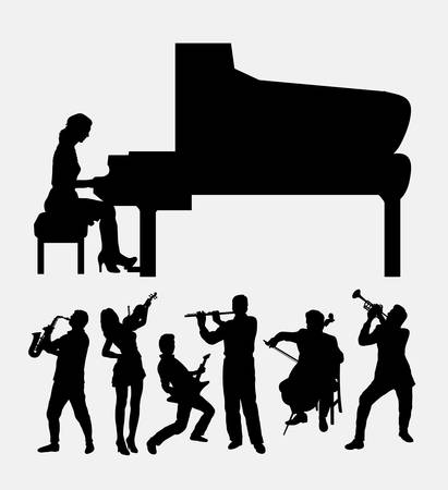 Musical instrument male and female playerのイラスト素材