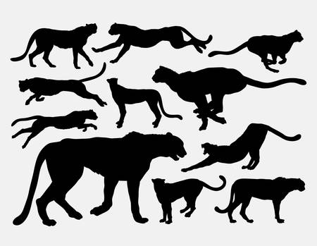 Cheetah wild animal silhouettesのイラスト素材
