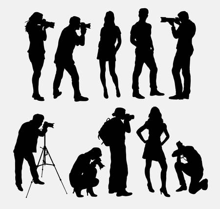 Photographer and model silhouettesのイラスト素材