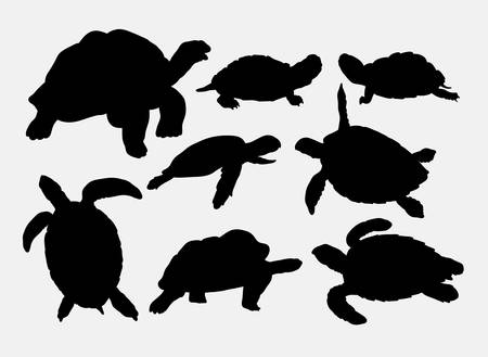 Turtle and tortoise animal silhouettesのイラスト素材