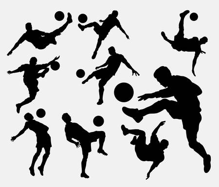 Male people playing soccer sport silhouettesのイラスト素材