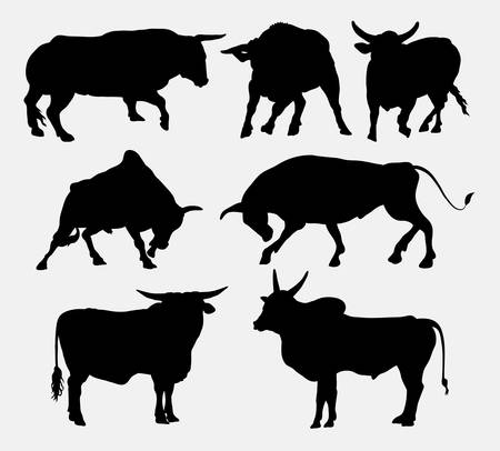 Bull animal silhouettesのイラスト素材