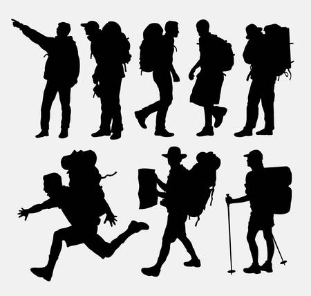 People hiking silhouettesのイラスト素材
