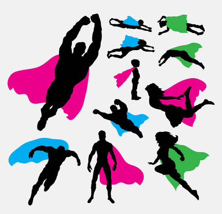 Male and female superhero silhouettesのイラスト素材