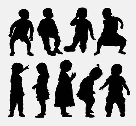 Children activity silhouettesのイラスト素材