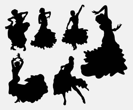 Female flamenco dancer silhouettesのイラスト素材