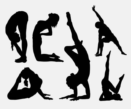 Yoga sport activity silhouettesのイラスト素材