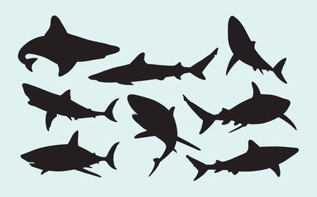 Shark wild animal silhouettesのイラスト素材
