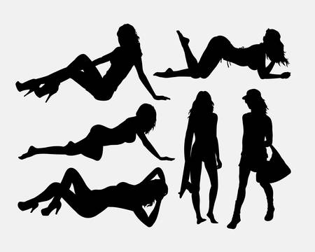Sexy girl holiday silhouettes. Good use for symbol, logo, web icon, game element, mascot, or any design you want. Easy to use.のイラスト素材
