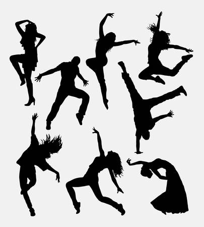 Modern dance, male and female silhouette. Good use for symbol, web icon, logo, game element, mascot, or any design you want. Easy to use.のイラスト素材