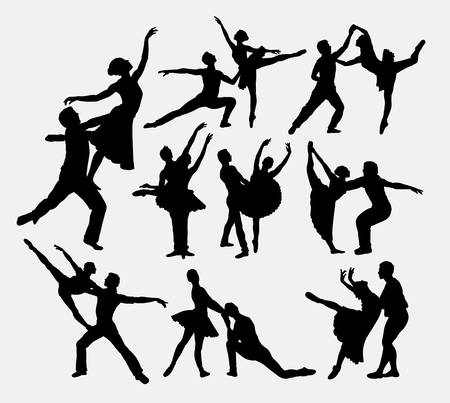 Ballerina couple dancer silhouettes.のイラスト素材