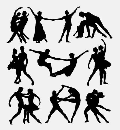 Couple ballet dancing silhouettes.のイラスト素材