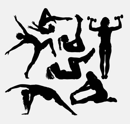 Female health and sport action silhouette.のイラスト素材