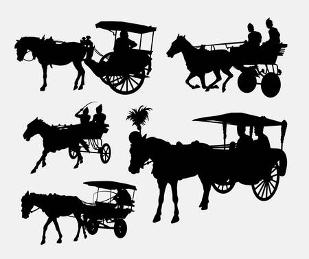 Carriage with horse silhouette.のイラスト素材