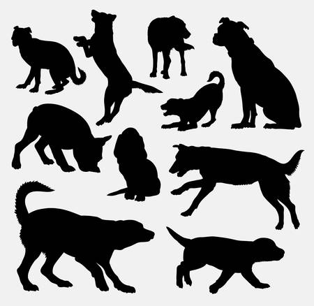 Dog pet animal silhouette 09. Good use for symbol, web icon, mascot, sign, sticker design, or any design you want. Easy to use.のイラスト素材