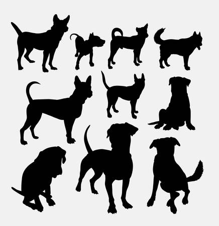 Dog pet animal silhouette 12. Good use for symbol, web icon, mascot, sign, sticker design, or any design you want. Easy to use.のイラスト素材