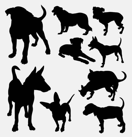 Dog pet animal silhouette 13. Good use for symbol, web icon, mascot, sign, sticker design, or any design you want. Easy to use.のイラスト素材