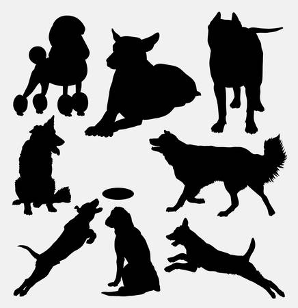 Dog pet animal silhouette 14. Good use for symbol,  web icon, mascot, sign, sticker design, or any design you want. Easy to use.のイラスト素材