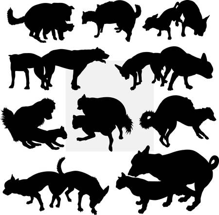 Dog pet animal silhouette 15. Good use for symbol,  web icon, mascot, sign, sticker design, or any design you want. Easy to use.のイラスト素材