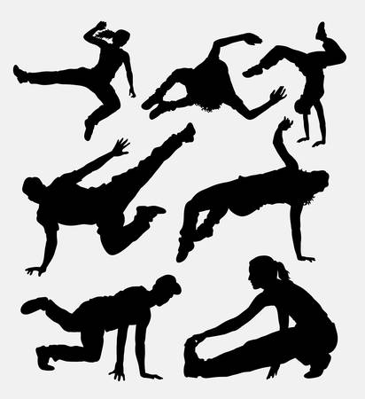 Parkour, martial art, running and jumping sport silhouette. Good use for symbol, web icon, sign, mascot, avatar, or any design you want. Easy to use.のイラスト素材