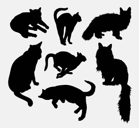 Cat pet animal activity silhouette. Good use for symbol, logo, web icon, mascot, sign, sticker design, or any design you want. Easy to use.のイラスト素材