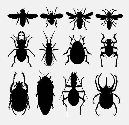 insect, bug, bee, ant, animal silhouette. Good use for symbol,  web icon, mascot, game elements, object, sign, or any design you want. Easy to use.のイラスト素材