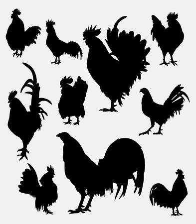 Rooster poultry animal silhouette 5. Good use for symbol,  web icon, mascot, game elements, object, sign, or any design you want. Easy to use.のイラスト素材