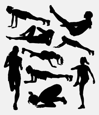 Pilates female training sport activity silhouette. Good use for symbol,  , web icon, mascot, sign, sticker, or any design you want. Easy to use.のイラスト素材