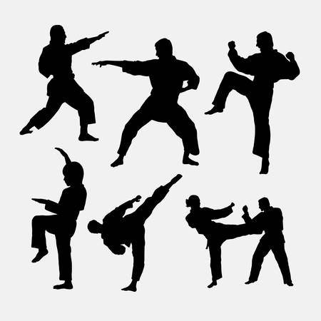 Karate martial art fighter sport silhouette. Good use for symbol, logo, web icon, mascot, sign, or any design you want. Easy to use.のイラスト素材