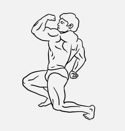 Male muscle showing. Good use for symbol, logo, web icon, mascot, or any design you want.のイラスト素材