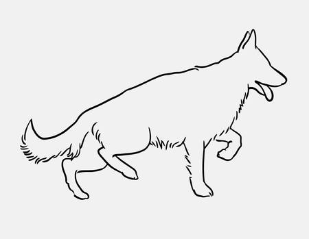 german shepherd pet dog doodle style. Good use for symbol, logo, web icon, mascot, or any design you want.のイラスト素材