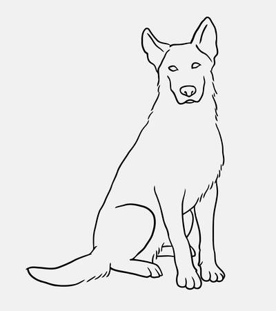 German shepherd sitting pet dog doodle style. Good use for symbol, logo, web icon, mascot, sign, or any design you want.のイラスト素材