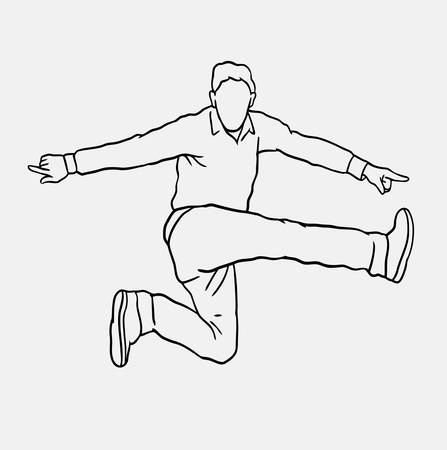 Man jumping sketch vector. Male activity drawing. Good use for symbol, logo, web icon, mascot, or any design you want.のイラスト素材
