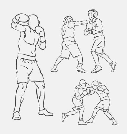 Boxing male extreme sport sketch. Good use for symbol, logo, web icon, mascot, decoration element, object, sign, or any design you want.のイラスト素材