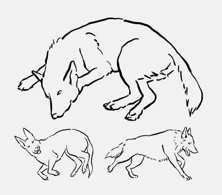 Dog activity pet animal line art. good use for symbol, logo, web icon, mascot, decoration element, object, or any design you want.のイラスト素材