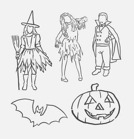 Halloween event, element, and costume sketch. Good use for symbol, logo, web icon, mascot, decoration, sign, or any design you want.のイラスト素材