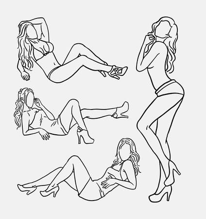Sexy women doodle. Good use for symbol, logo, web icon, mascot, element, object, sign, or any design you want.のイラスト素材